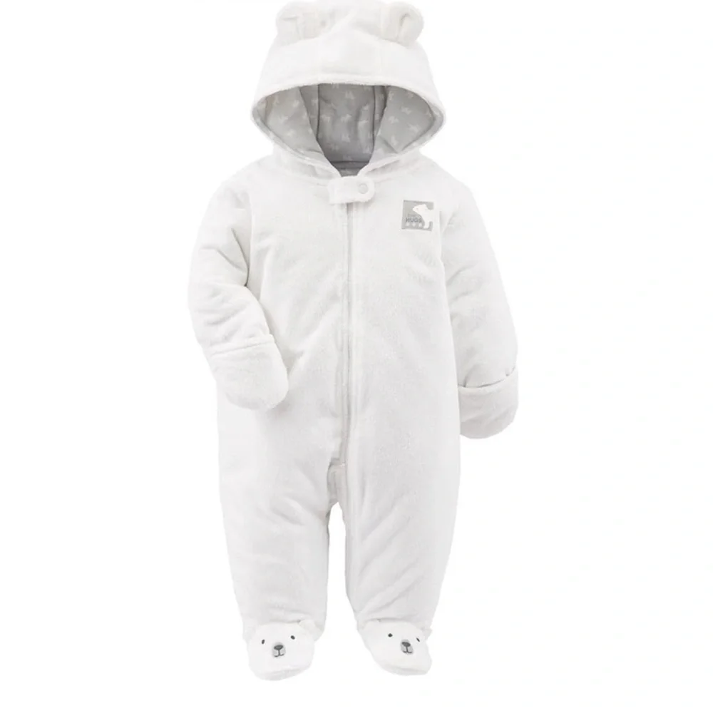 6-9M🐻‍❄️ Carter's Simple Joys Kid's Pram Ivory Polar Bear Outerwear Snow Suit